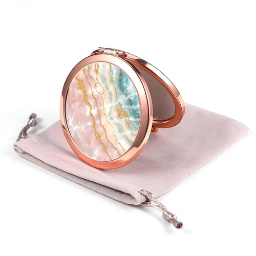 Miniatura 19 de Espejo Compacto Oro Rosa Espejo de Maquillaje Mini Espejo de Bolsillo Plegable Espejo de Mano Portátil de Doble Cara 2x 1x Aumento para Mujeres