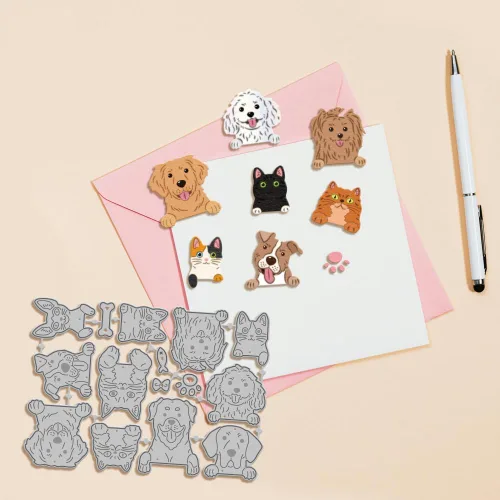 Miniatura 4 de GLOBLELAND Troqueles de corte para perros y gatos, huesos y garras, plantillas de estampado de corte de animales lindos para álbumes de recortes