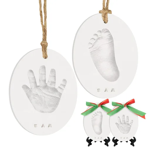 Miniatura 12 de KeaBabies Kit de recuerdo de manos y huellas para bebé, kit de adornos de huellas de manos y pies recién nacidos de secado rápido para niños