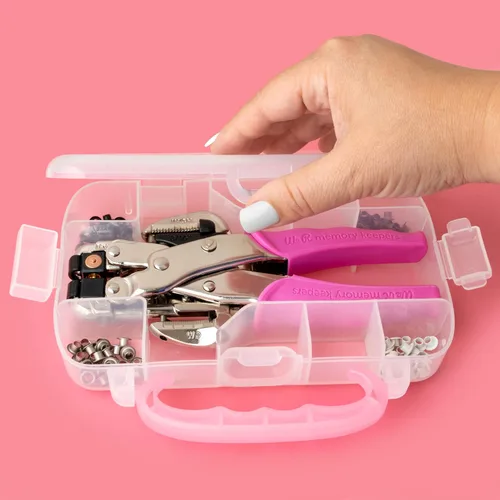Miniatura 7 de We R Memory Keepers - Kit de perforador de ojales Crop-A-Dile, color rosa, incluye 100 ojales, mango cómodo, para agujeros de 1/8 o 3/16 pulgadas