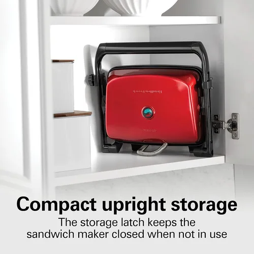 Miniatura 6 de Hamilton Beach Panini Press Sandwichera y Parrilla Eléctrica para Interiores con Tapa con Seguro, se Abre Completamente para Adaptarse a Cualquier