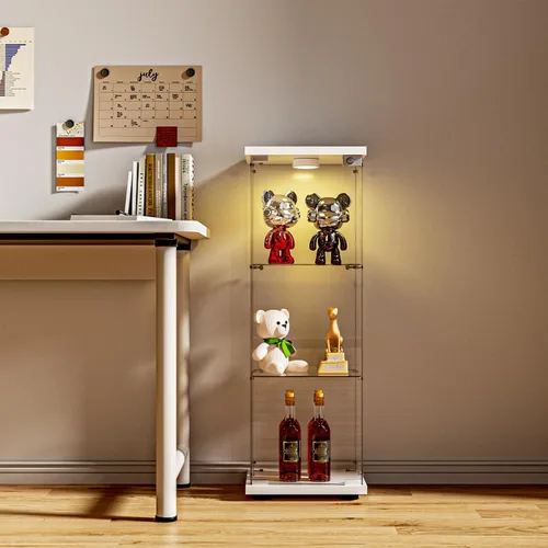 Miniatura 18 de FANYUSHOW Vitrina de cristal con doble puerta y cerradura, estilo de instalación rápida, gabinete Curio de 4 estantes de vidrio templado de 5mm