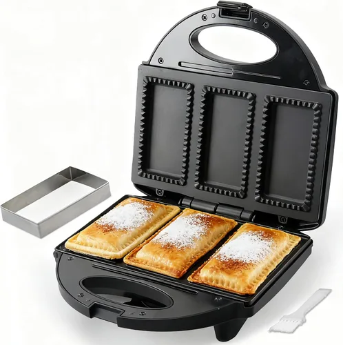 Miniatura 11 de FineMade Doble Mini Parrilla Eléctrica, Sandwichera para Desayuno, Prensa para Hamburguesas, Parrilla para Panini, Parrilla Eléctrica Pequeña, Ideal
