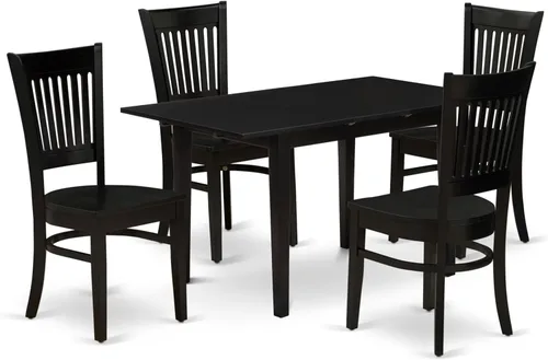 East West Furniture NOVA5-BLK-W - Juego de muebles de comedor de 5 piezas, incluye una mesa de cocina rectangular con hojas de mariposa y 4 sillas