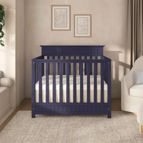 Miniatura 2 de Dream On Me Mini cuna convertible Harbor 4 en 1 en color azul marino, certificado Greenguard Gold