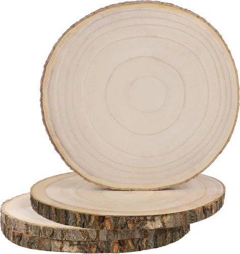 Miniatura 8 de Rebanadas de madera sin terminar, rebanadas de madera grandes para manualidades, centros de mesa de madera, losas de madera