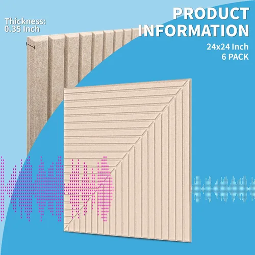 Miniatura 8 de Art3d Paquete de 6 paneles de pared acústicos autoadhesivos para decoración del hogar, paneles insonorizados de 24 x 24 pulgadas para oficina