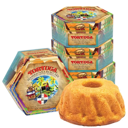 TORTUGA Pastel de ron Caribbean Mamajuana – Pastel de ron caribeño de 16 onzas – Paquete de 4 – El regalo gourmet perfecto para rellenar calcetines,