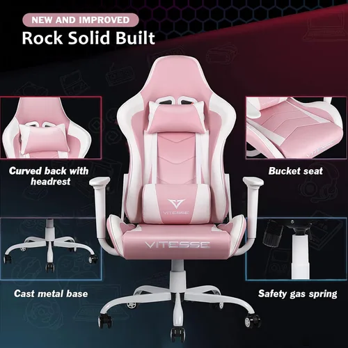 Miniatura 4 de Silla de juegos con respaldo alto para adolescentes, silla ergonómica de carreras, silla de escritorio para computadora con soporte lumbar de masaje