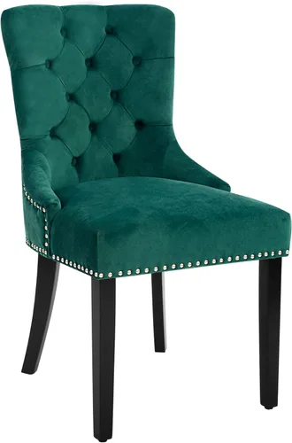 Miniatura 13 de CangLong Juego de 2 sillas modernas y elegantes tapizadas con botones y ribete de cabeza de clavo, para dormitorio, comedor, color azul