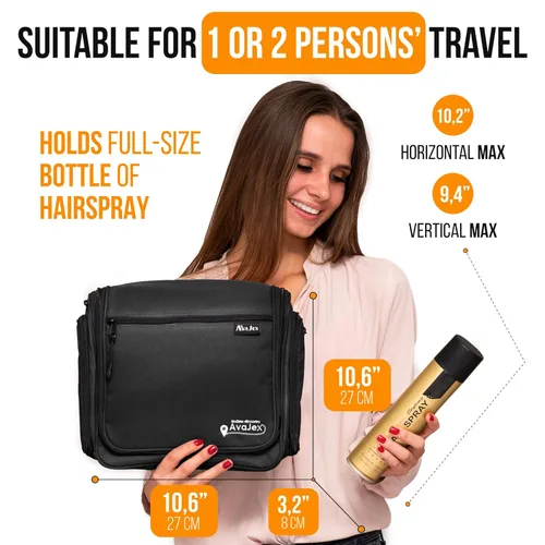 Miniatura 4 de Neceser de viaje para hombres y mujeres (10.6 x 10.6 x 3.2 pulgadas), organizador grande de artículos de tocador colgantes, bolsa de higiene L Negro