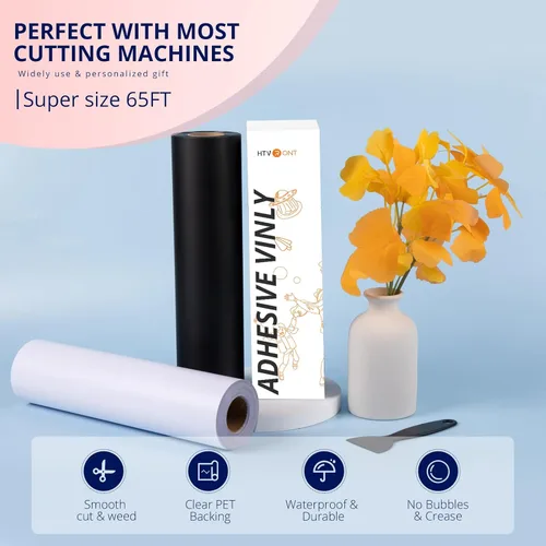 Miniatura 4 de HTVRONT Vinilo permanente blanco – Vinilo adhesivo permanente mate de 12 pulgadas x 65 pies, compatible con máquina de corte Cricut, Silhouette