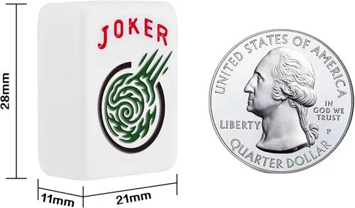 Miniatura 9 de Juego de Mahjong Americano 166 Azulejos Blancos Grabados para Mah Jong Occidental, Mah Jongg con Estuche de Transporte de Tamaño Viajero, Dados