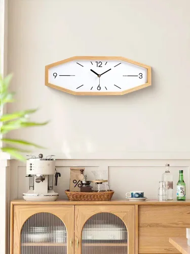 Miniatura 4 de DaguyS Relojes de pared de madera retro, relojes cuadrados de 18 pulgadas, relojes de pared rectangulares operados con batería, silenciosos sin