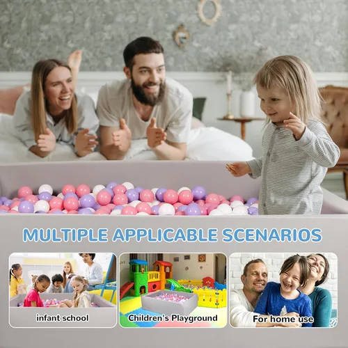 Miniatura 7 de Piscina de bolas de espuma para niños pequeños, piscina rectangular de 47 pulgadas para niños, piscina de bolas suave tamaño grande, regalo ideal