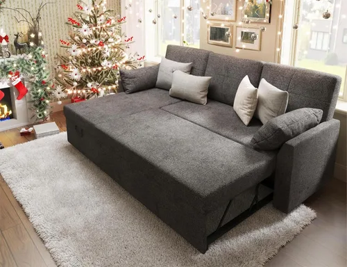 Miniatura 16 de VanAcc - Sofá cama con sofá cama extraíble de 2 en 1 con sofá cama extraíble con chaise de almacenamiento para sala de estar, cómodo sofá cama, Beige