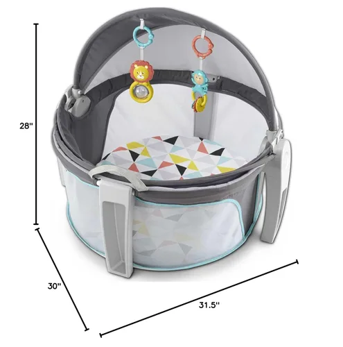 Miniatura 20 de Fisher-Price Moisés Portátil On-The-Go Baby Dome, Espacio de Juego de Viaje con Juguetes de Desarrollo para Recién Nacidos y Toldo, Windmill