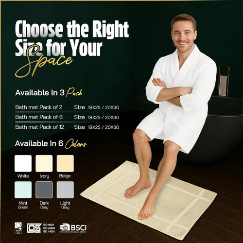 Miniatura 3 de Pearl Linens Paquete de 6 alfombrillas de baño 100% algodón de 20x30 pulgadas, suaves y absorbentes de secado rápido, juego de alfombrillas de baño