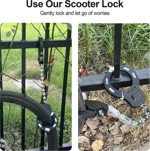 Miniatura 5 de Cerradura eléctrica para scooter, cerradura de bicicleta de alta seguridad con 3 llaves, cadena de bloqueo de bicicleta resistente de 0.71 pulgadas