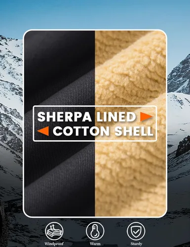 Miniatura 6 de MAGCOMSEN Chaqueta de invierno para hombre con forro de sherpa, chaqueta de camionero cálida con múltiples bolsillos