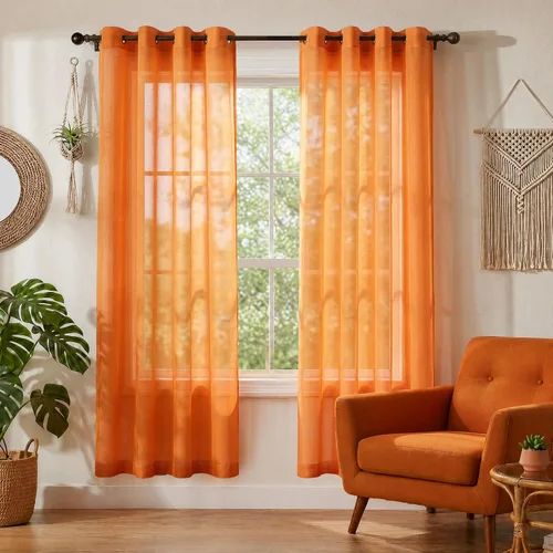 Miniatura 69 de KOUFALL Cortinas traslúcidas de 120 pulgadas de 2 paneles con ojales, juego extra largo de 10 pies de largo, cortinas altas para ventana grande, 52