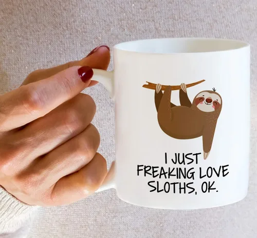 Miniatura 5 de Retreez Taza divertida – I Just Freaking Love Sloths - Tazas de café de cerámica de 11 onzas – Divertido, sarcasmo, sarcástico, motivacional