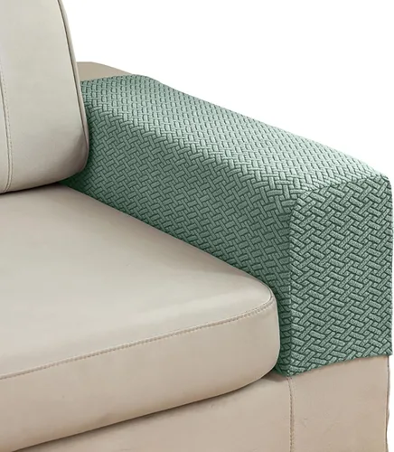 Miniatura 10 de Juego de 2 Fundas para Brazos de Sofá Sillón de Poliéster Elástico Fundas para Reposabrazos de Sofá Sillón Reclinable Fundas Protectoras con Marrón