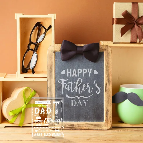 Miniatura 4 de gisgfim Regalos para papá para el Día del Padre, regalos de cristal acrílico significativo, recuerdo de papá, pisapapeles acrílico, regalo