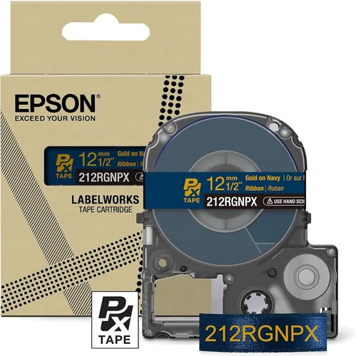Miniatura 15 de Epson LABELWORKS 212RBBPX Cartucho de Cinta PET (Poliéster) Genuino - Cinta de Etiquetadora de Diseño para Artesanía en Cinta Negra sobre Azul