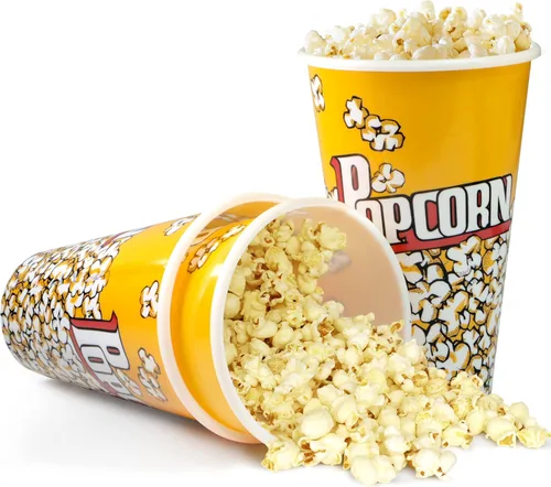 Miniatura 8 de Novelty Place Contenedores de plástico para palomitas de maíz de estilo retro para noche de películas, 7 pulgadas de alto x 7 pulgadas de diámetro