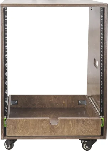 Miniatura 3 de Sound Town Estante inclinado de madera contrachapada de abedul báltico macizo de 12U con espacio de estante de 12U, cajón extra de 2U, patas
