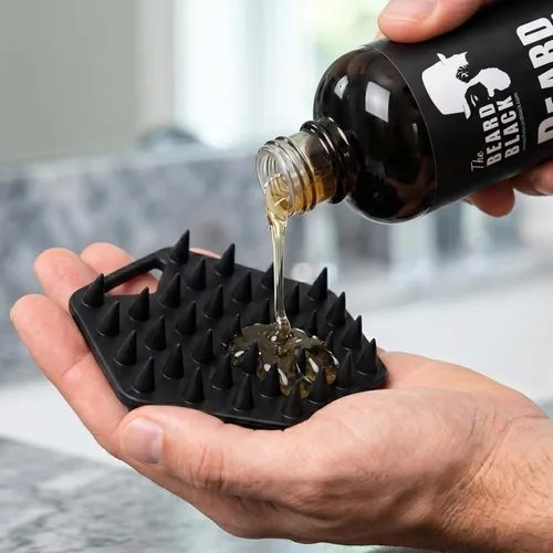 Miniatura 5 de The BEARD BLACK Limpiador de barba de silicona – Cepillo de limpieza profunda para barba para hombres – Exfoliante facial manual para eliminación