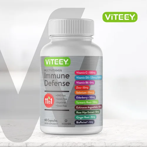 Miniatura 2 de Suplemento multivitamínico de defensa inmunológica 11 en 1 – Cápsulas de refuerzo inmunológico con vitamina D3, vitamina B6, equinácea, cúrcuma