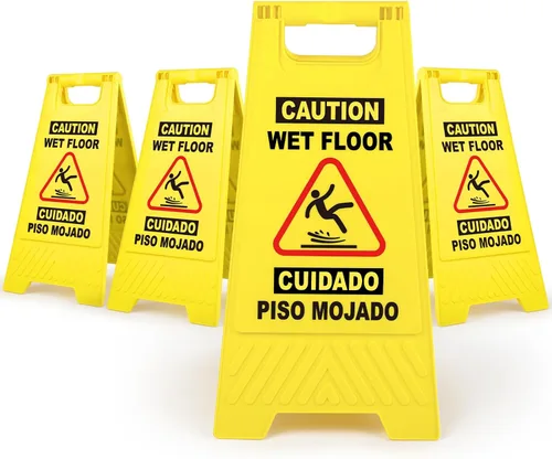 Miniatura 12 de XPCARE Letrero plegable bilingüe de precaución mojado para piso, doble cara con marco en A, cartel de precaución de seguridad, comercial, 17.5