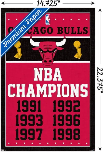 Miniatura 3 de Trends International NBA Chicago Bulls - Póster de pared de Champions 13, 14.725 x 22.375 pulgadas, versión premium sin marco
