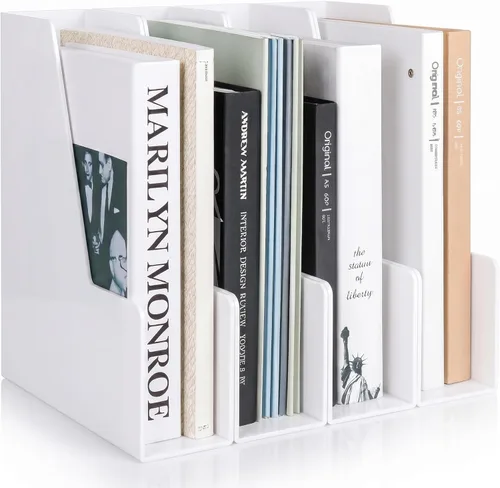 Miniatura 9 de Vertical Magazine File Holder, Black File Organizer Desk Organizer and Storage Bins Holding for Magazines, Binders, Notebooks, Envelopes, Plastic