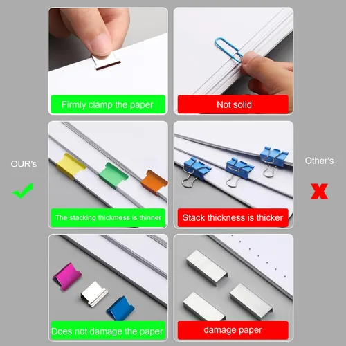 Miniatura 7 de Dispensador de Clips de Papel Portátil Reutilizable - Capacidad de 40 Hojas, 2 Dispensadores con 100 Clips de Repuesto (50 Plateados + 50 de Color)