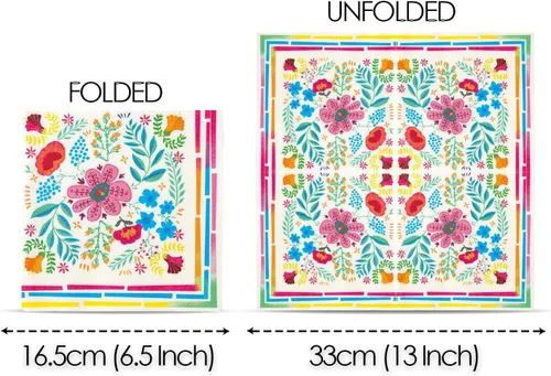 Miniatura 5 de Talking Tables 20 servilletas de papel bohemias desechables de 13 pulgadas, servilletas mexicanas de verano, decoraciones del Cinco de Mayo, diseño