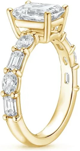 Miniatura 4 de IGI - Anillo de compromiso de diamantes de talla excelente ovalada blanca de 2.50 quilates con diamantes de laboratorio creados en laboratorio