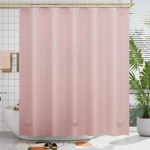 AmazerBath - Cortina de plástico prémium de acetato de vinilo polietileno (PEVA) color rosa claro para ducha, 72 x 72 pulg, 8G, de alta resistencia,