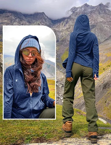 Miniatura 72 de TBMPOY Chaquetas con capucha y protección solar UPF 50+ para mujer, ligeras, de manga larga, para senderismo, exteriores, con cremallera completa