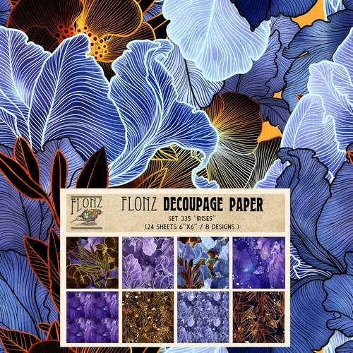 Decoupage - Paquete de papel (24 hojas de 6 x 6 pulgadas), lirios # Papel de patrón de estilo vintage para decoupage, manualidades y álbumes de 30 ES