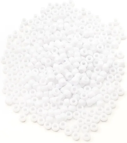Miniatura 8 de Gxueshan 1000 cuentas acrílicas blancas de poni de 0.236 x 0.315 pulgadas a granel para pulseras de amistad, collares, joyería, aretes, trenzado