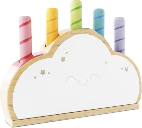 Le Toy Van - Juguete sensorial de madera para bebé Petilou Rainbow Cloud Pop Press and Release Toy | Juguete educativo sensorial Montessori para