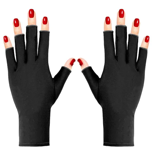 Pimoys Guantes UV para manicura de gel UPF50+ Guantes de protección solar sin dedos para lámpara de uñas de gel, guantes de conducción para mujeres