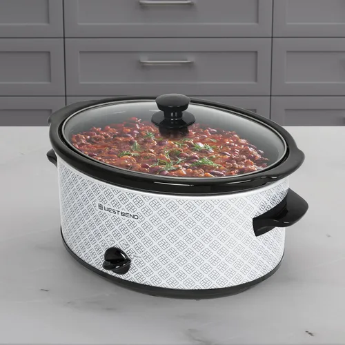 Miniatura 3 de Olla de cocción lenta West Bend de 6 cuartos de galón manual estilo cerámica con olla de cerámica ovalada apta para lavavajillas y tapa de vidrio