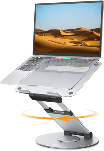 Miniatura 10 de Nulaxy Soporte telescópico giratorio de 360 grados para laptop, altura ajustable, diseño de extracción giratoria, elevador ergonómico para Gris-A