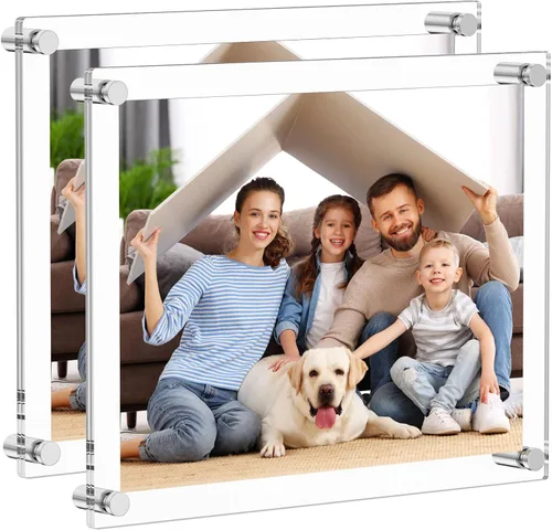 Miniatura 8 de AITEE Paquete de 2 marcos de fotos acrílicos de 8 x 10 pulgadas, marcos de fotos transparentes para pared, modernos sin marco, cubos cuadrados