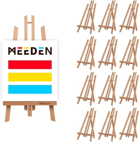 Miniatura 8 de MEEDEN Caballete de mesa de 16 pulgadas: paquete de 12 caballetes de madera de haya para pintar, soporte de lona para pintar carteles Natural
