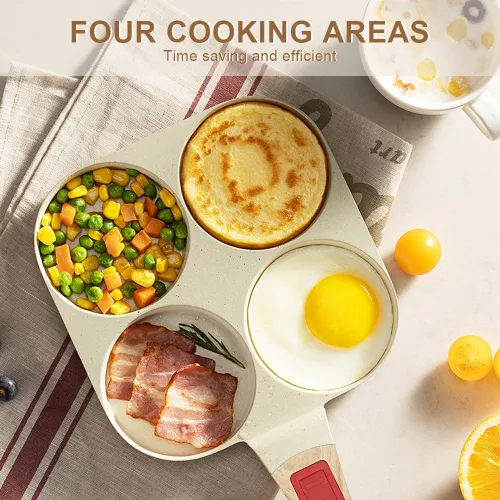 Miniatura 3 de RANX INGST Sartén para huevos de inducción, sartén antiadherente para panqueques de 4 tazas con mango desmontable, sartén para hamburguesas, sartén